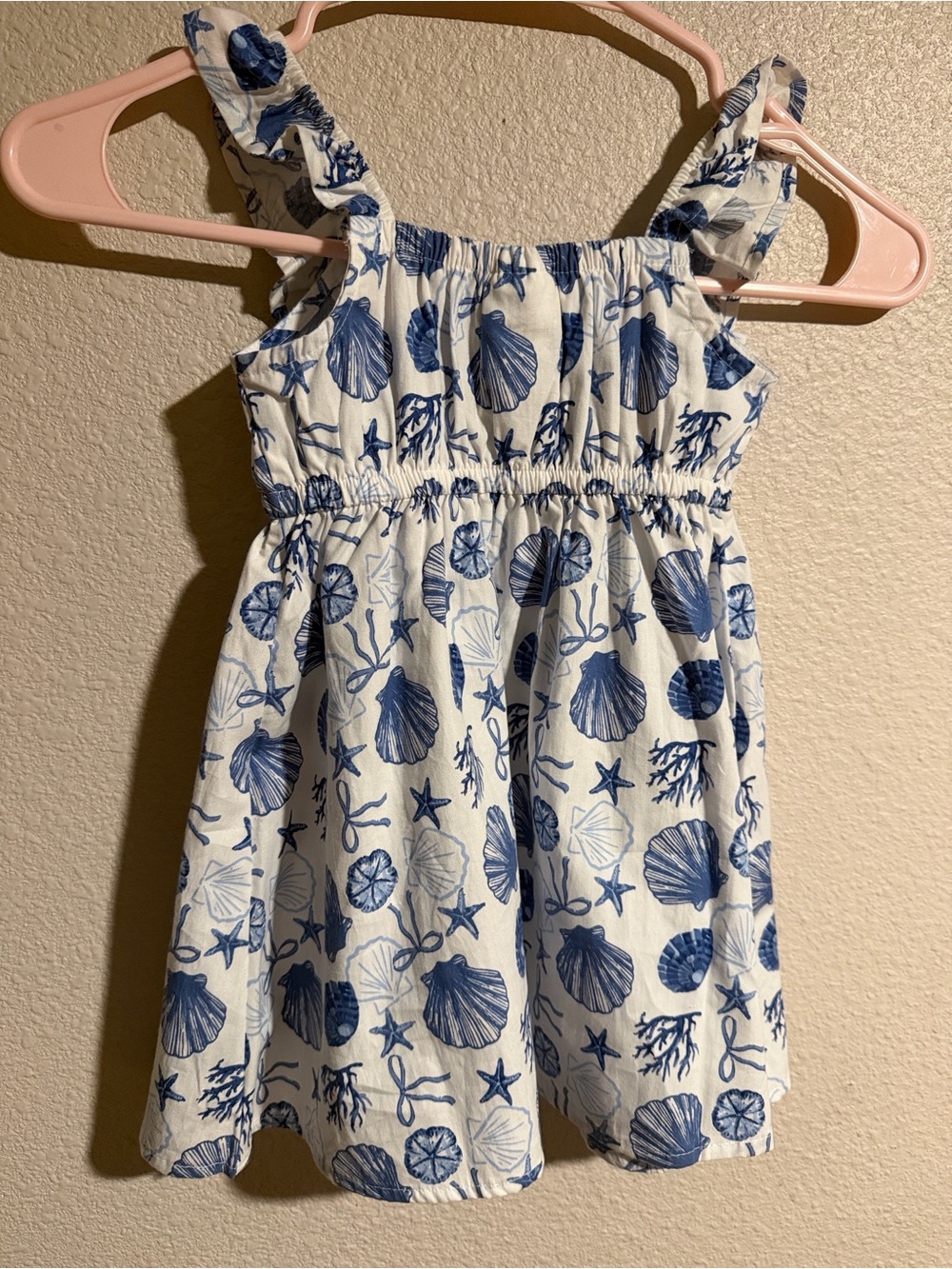 Lily Bleu White Dress with Blue Shell Print
